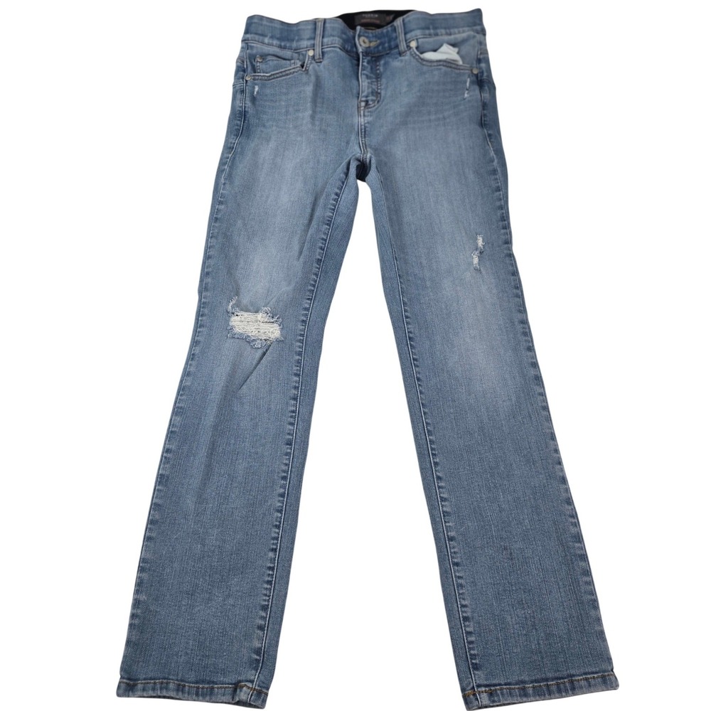 Torrid Bombshell Straight Jeans Womens‎ 12R Blue Distressed High Rise Stretch